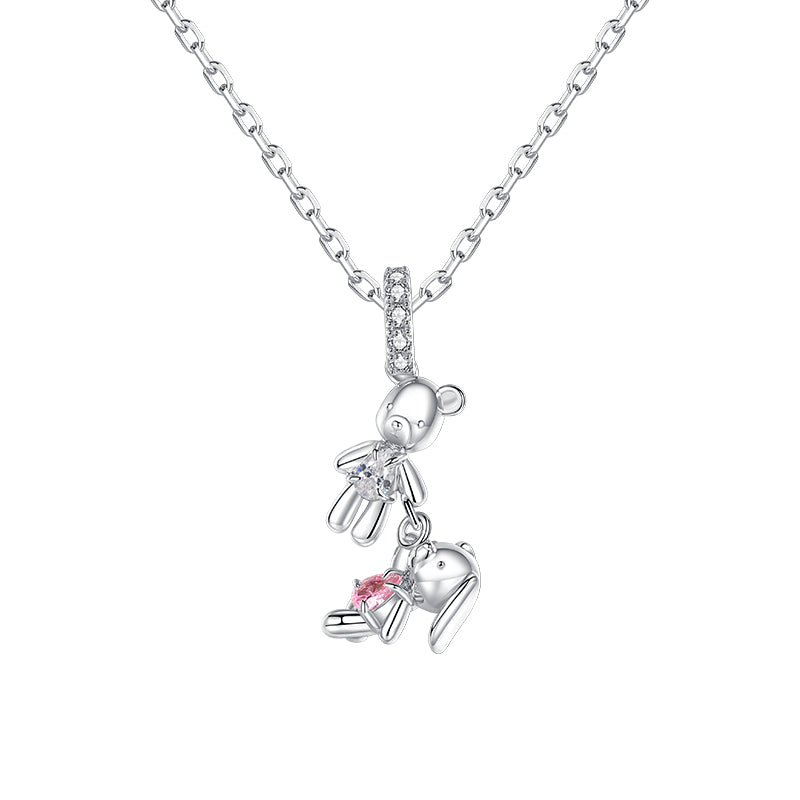 Little Bear Holding Hands Pendant Necklace