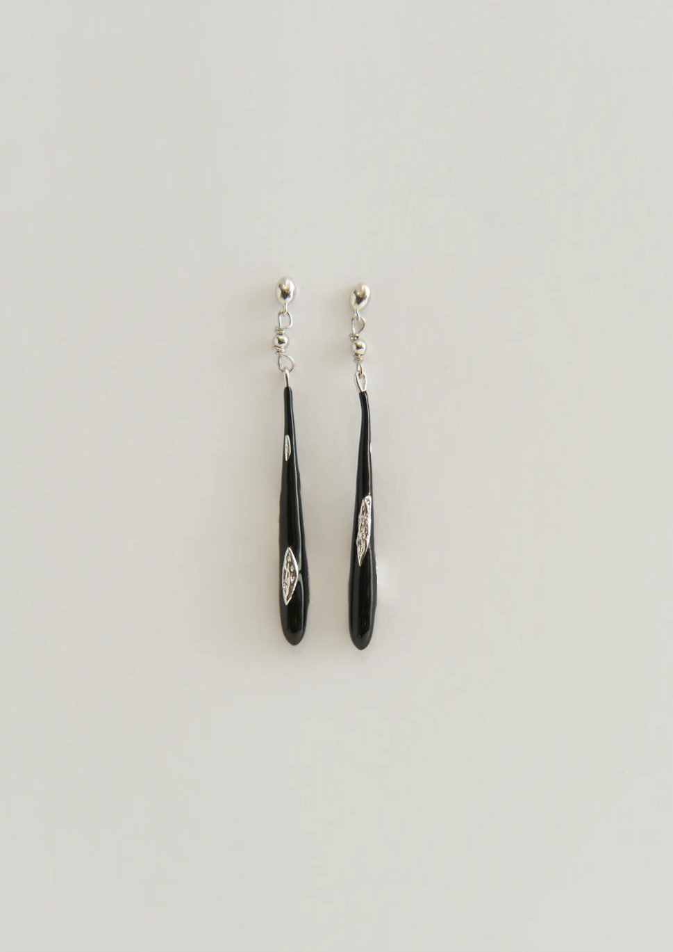 Tea Drop Earring With Black Enamel