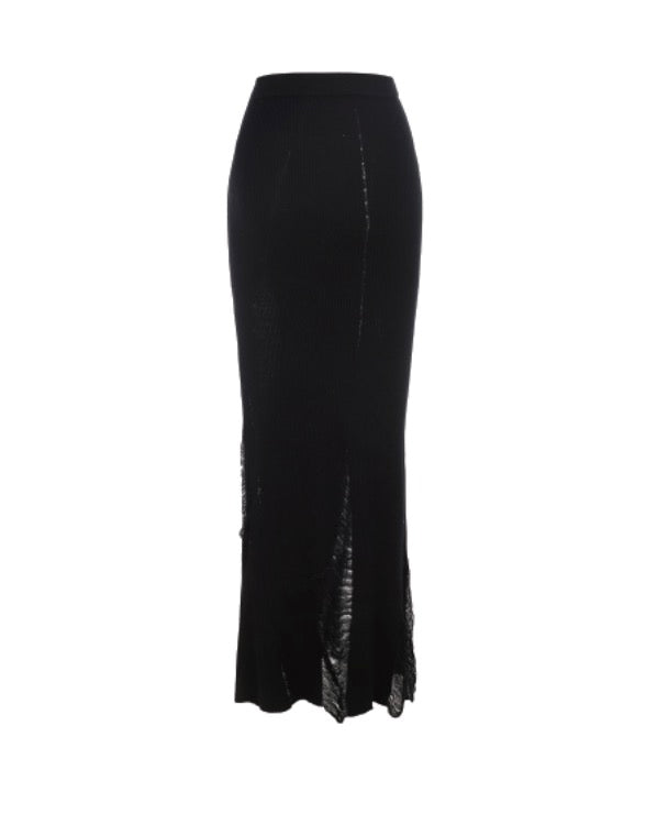 Knit Wrecking Half Skirt (Black)