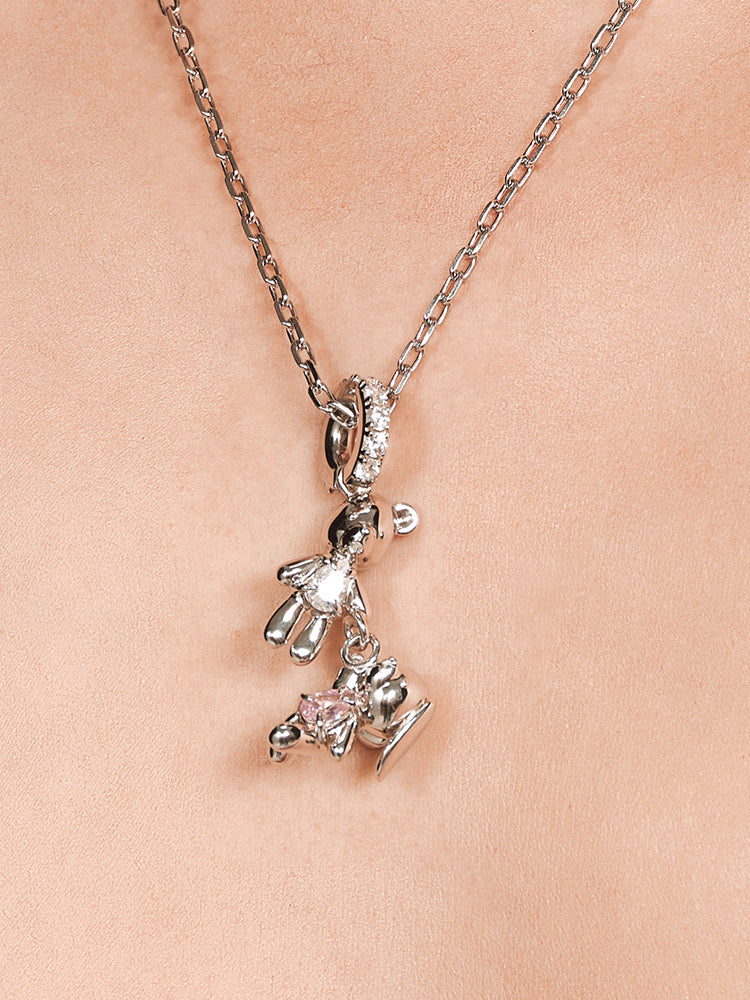 Little Bear Holding Hands Pendant Necklace