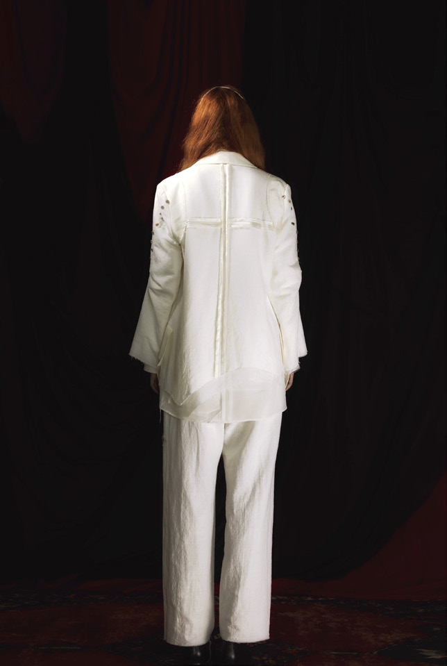Cotton And Linen Doupion Silk Asymmetric Jacket
