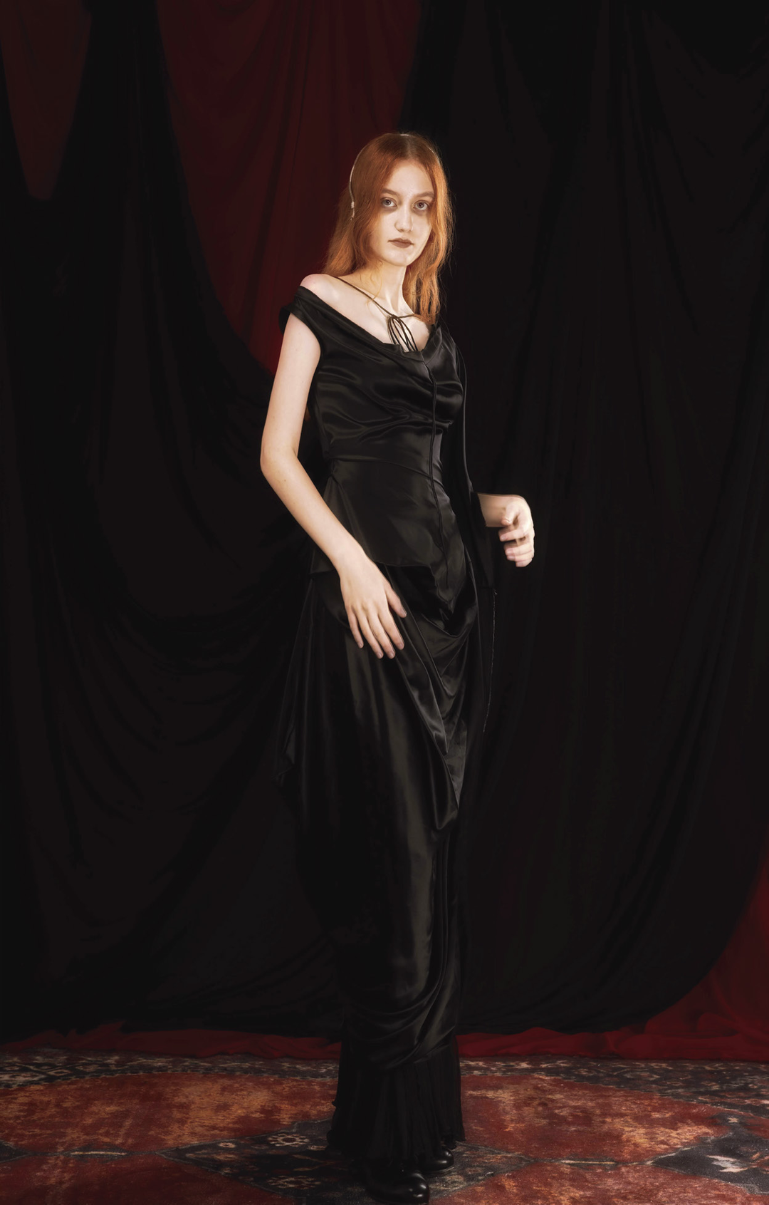 Doupion Silk Jacquard Patchwork Asymmetric Skirt