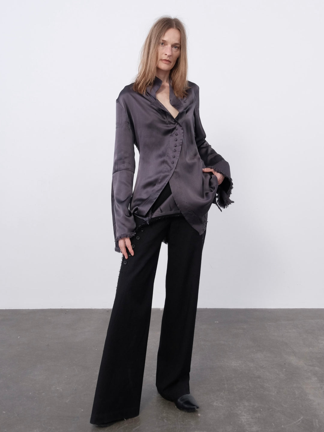 Deconstructed silk crepe shirt