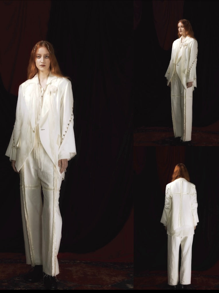 cotton and linen doupion silk asymmetric jacket