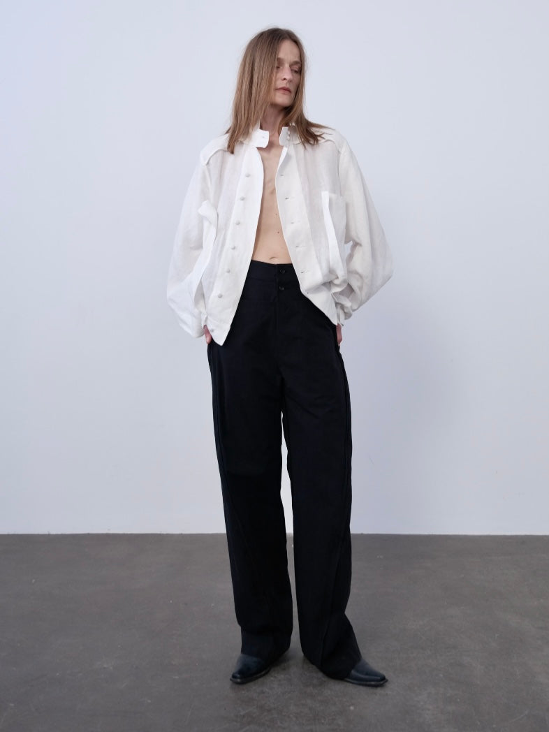 Irregular high collar shirt