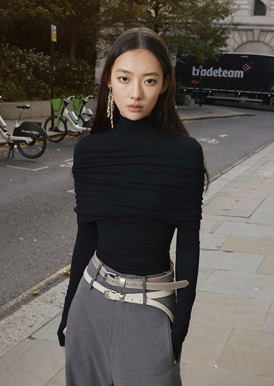 3-in-1 Mock Layered Pleated Top