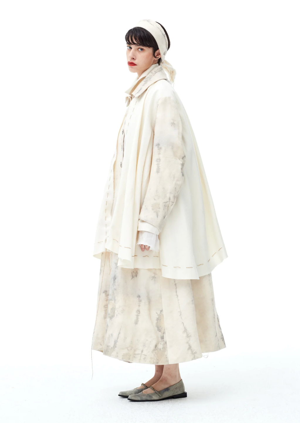 Dyed Wool Cloak Coat